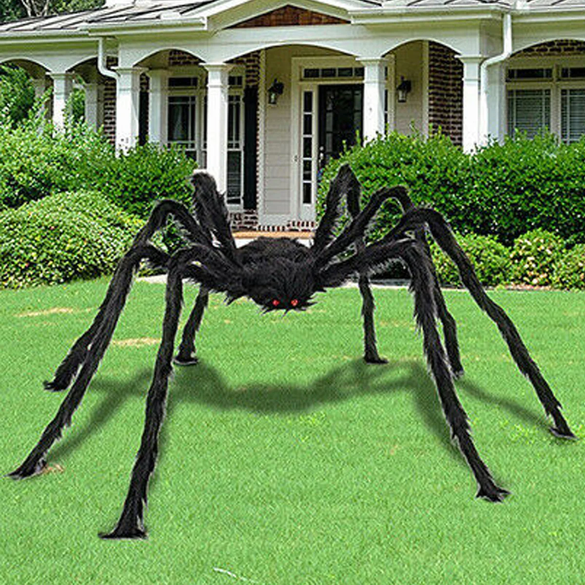 

1.5M/2M Horror Giant Black Spider Halloween Party Decor Plush Simulation Animal Haunted House Props Indoor Outdoor Scary Toys