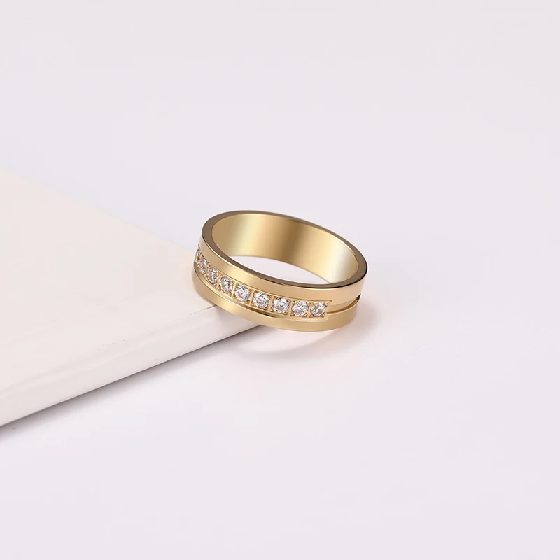

Female Silver Color Simple Stainless Steel Diamond Rings For Men Temperament Jewelry Wedding Gifts