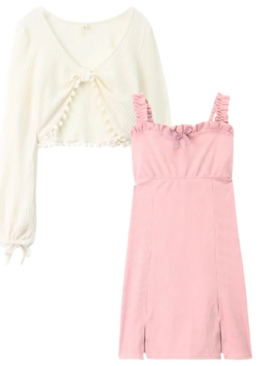 Осенняя одежда Полный комплект Цельное платье на бретельках Женская High Sense