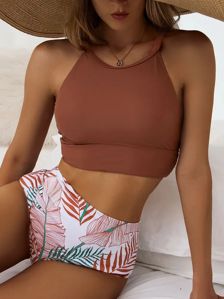 

Swimwear Women High Waist Bikini 2022 Female Swimsuit Bikinis Set Beachwear Brazilian High Neck Bathing Suit Maillot De Bain