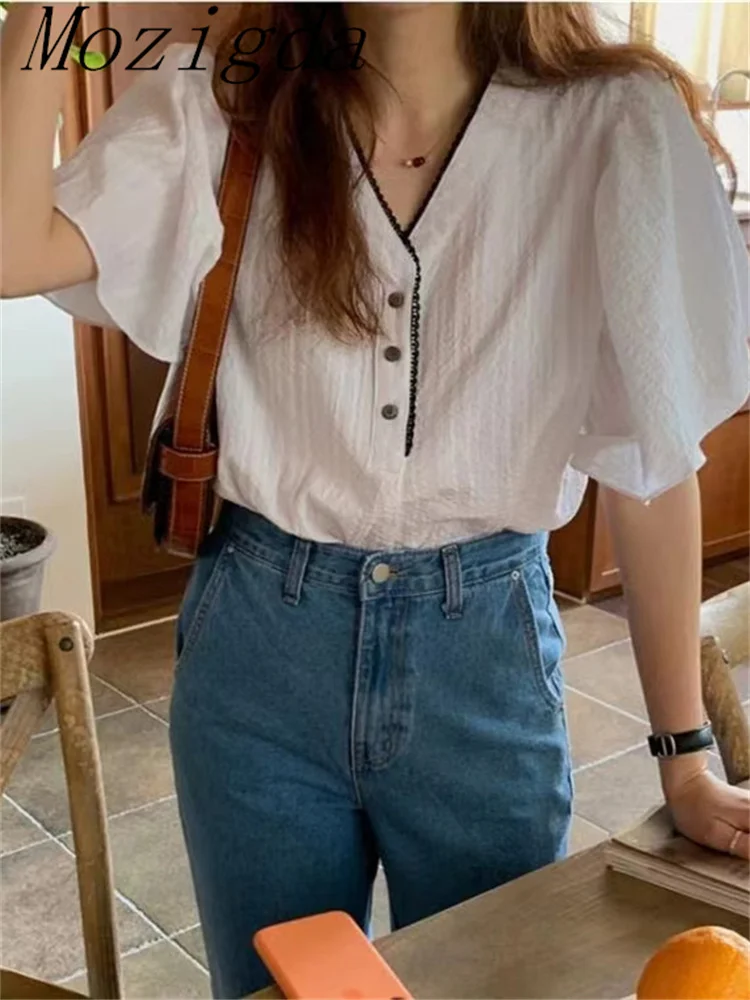 Блузка женская с рюшами Милый Винтажный деловой Топ на пуговицах элегантная