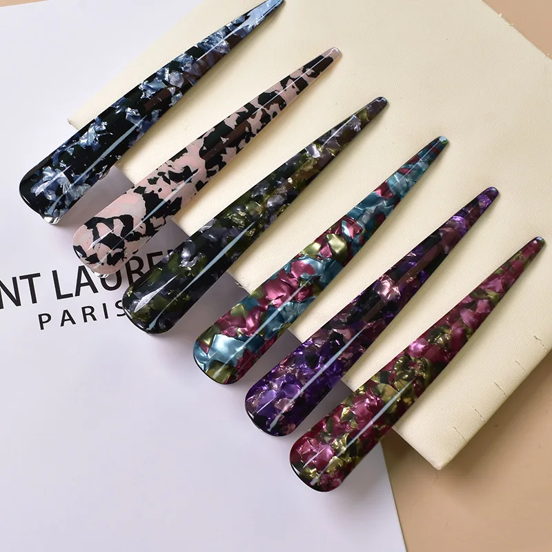 

Korean Acrylic Hairpin Duck Clip Large Size Floral Print Ox Horn Shape Clip Vintage Classic Hairgrips Headdress Hair Accessories