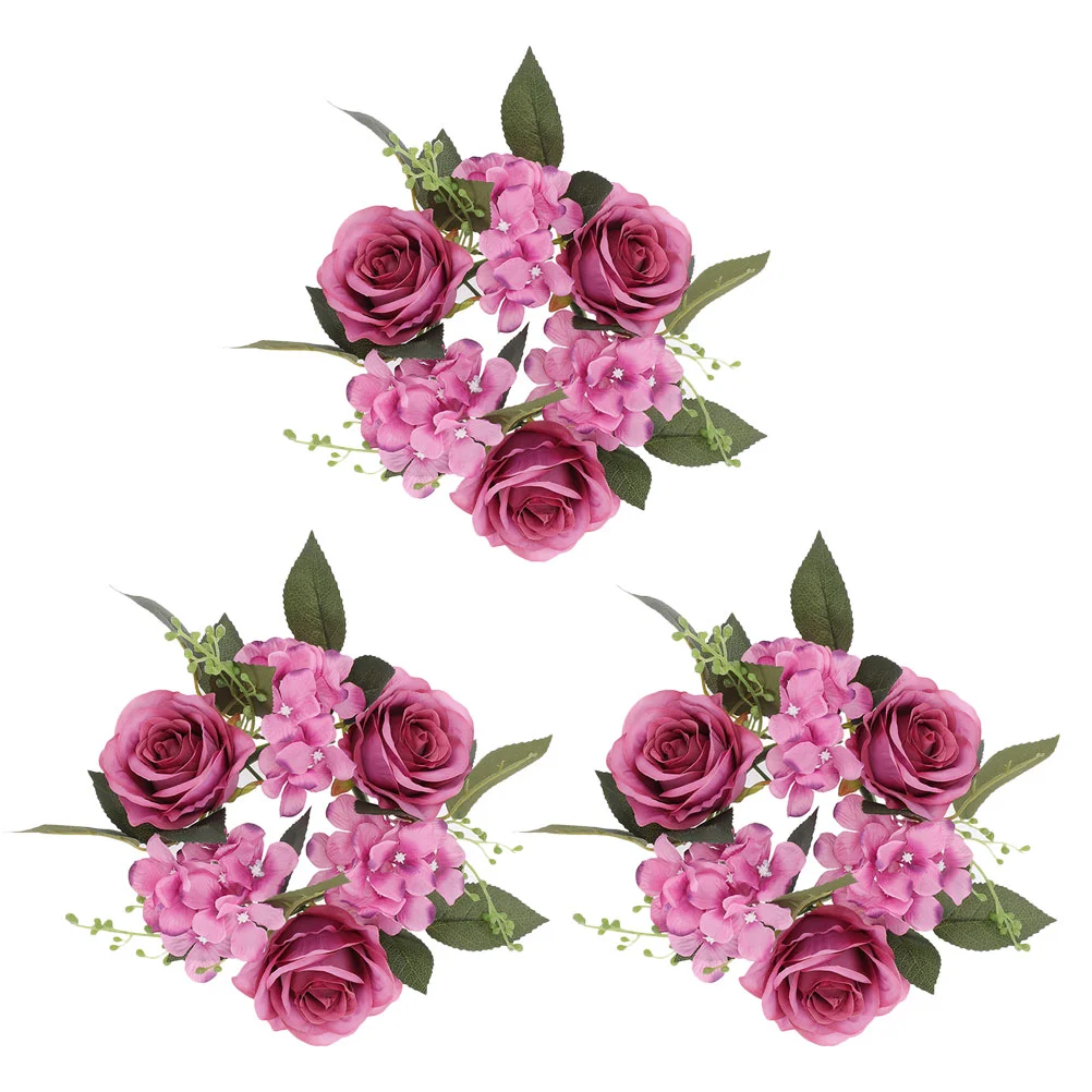 

3 Pcs Dining Room Decor Table Artificial Rose Wreath Mini Peony Wreath Flower Centerpieces Tables Rings Decor