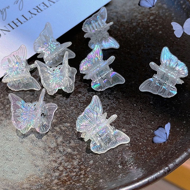 

1-20pcs Korean Sweet Butterfly Flower Hair Claw Trendy Transparent Dazzle Mini Hair Clip Claws For Women Girls Hair Accessories