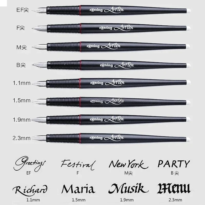 Фото Новая оригинальная немецкая перьевая ручка Rotring Art EF/F/M/1.5/1.9/2.3 мм для практики письма, аксессуары для рукописного ввода, деловые подарки №2