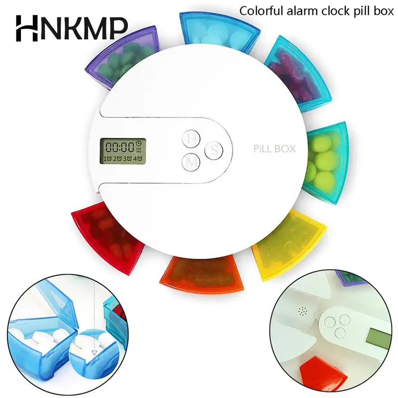 

7 ячеек, 7-дневная коробка для таблеток, будильник «сделай сам», цифровой маленький карманный органайзер для таблеток, таймер, Дорожный Чехол, контейнер для хранения таблеток с напоминанием о времени