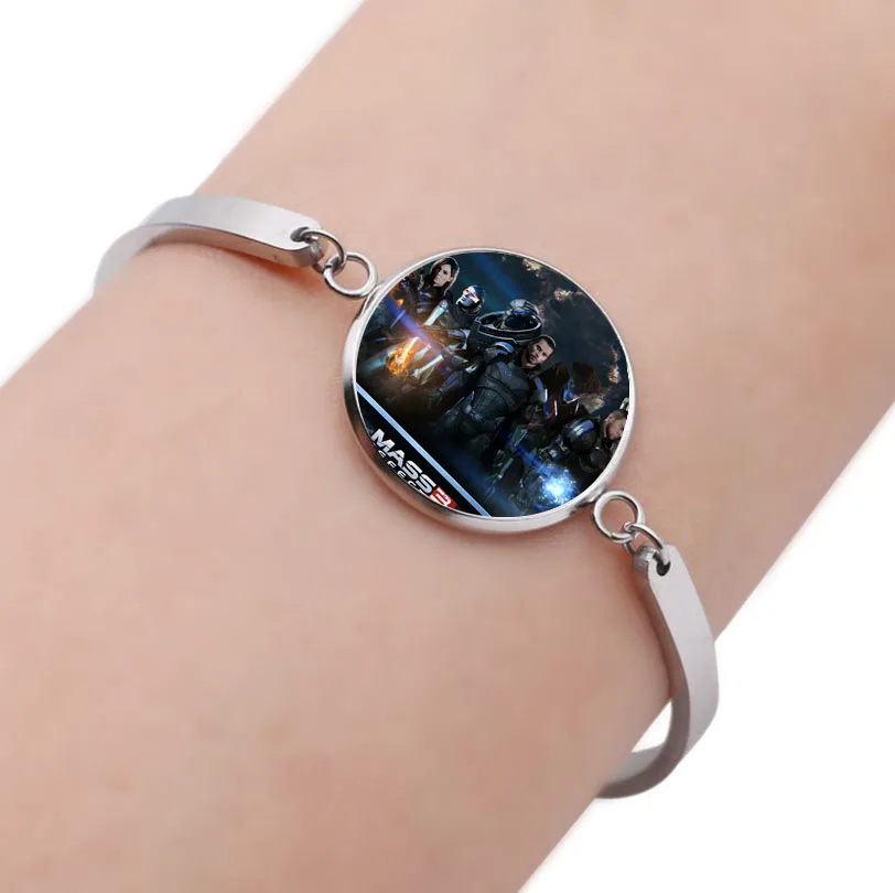 

Women Girls Cartoon Bracelet Silver Plated Bracelet Time Gem Wristband Kids Birthday Gift For Anime Mass Effect Bangle