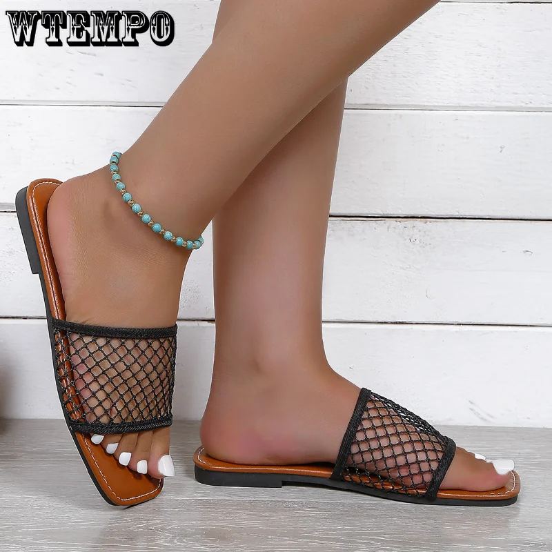 WTEMPO Novelty Slippers 2023 Summer Women's Hollow Out Minimalist Leisure Vacation Style Outdoor Beach Shoes Wholesale