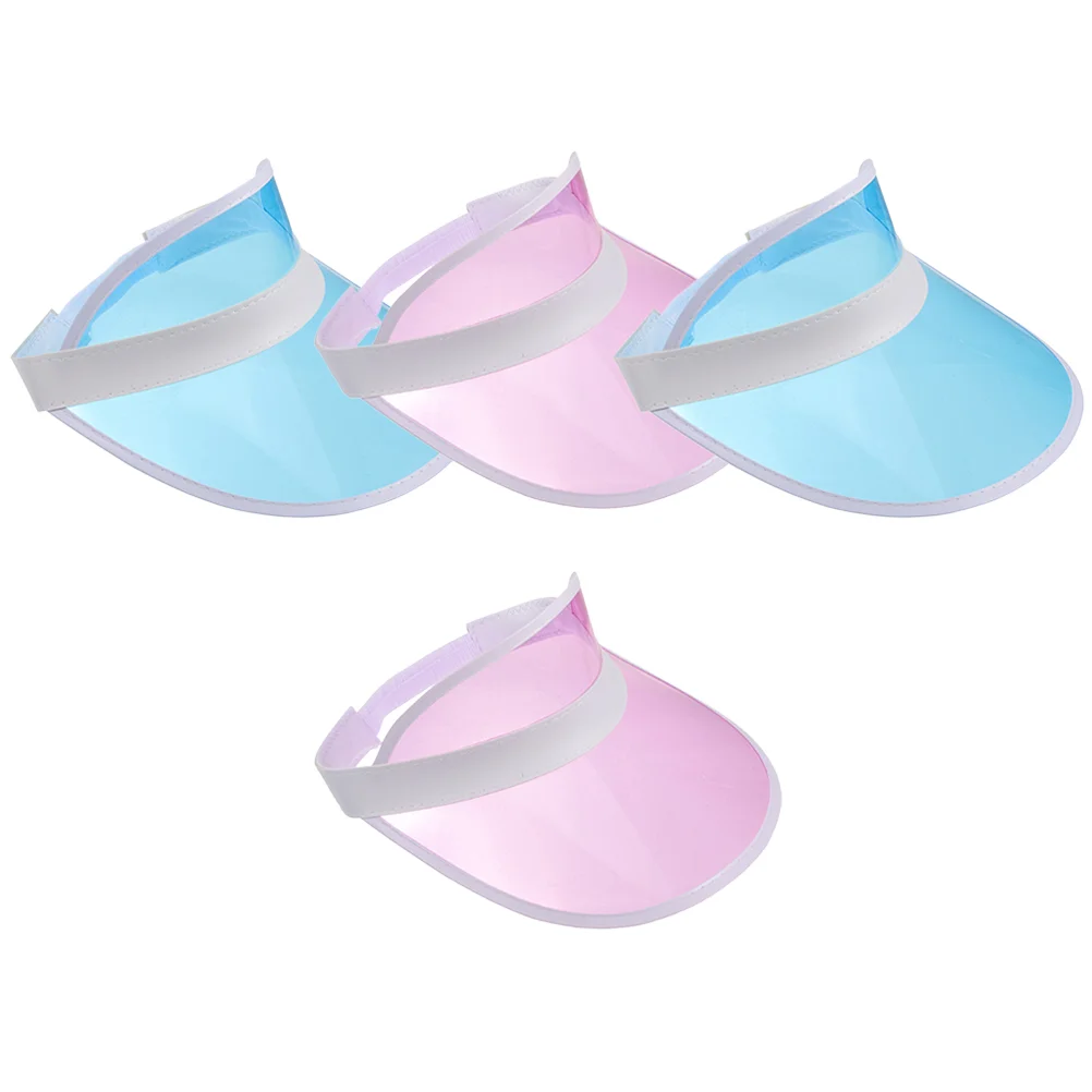 

4 Pcs Decorative Hat Casual Visor Men Plastic Sun Shade Bonnet Protection Caps Women Clear Hats Cover Face Multifunctional