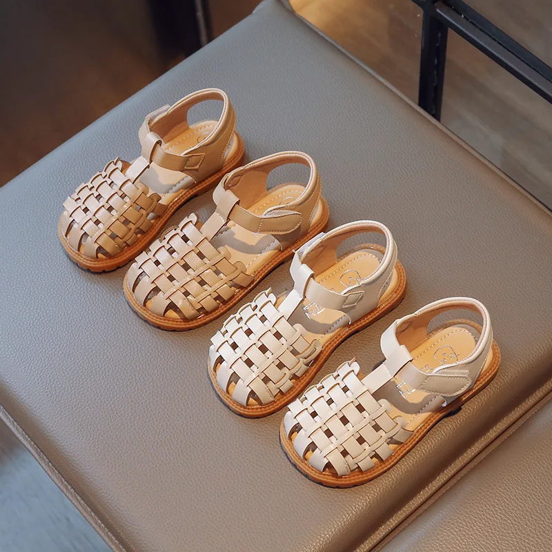 

Детские сандалии-гладиаторы для девочек, Новинка лета 2023, сандалии принцессы, детская пляжная обувь, плетеная вязаная модная ажурная обувь ...