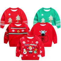 baby girl boy clothes cute children knitted sweater cartoon santa print sweater kids christmas costume gift 1 to 8 years old