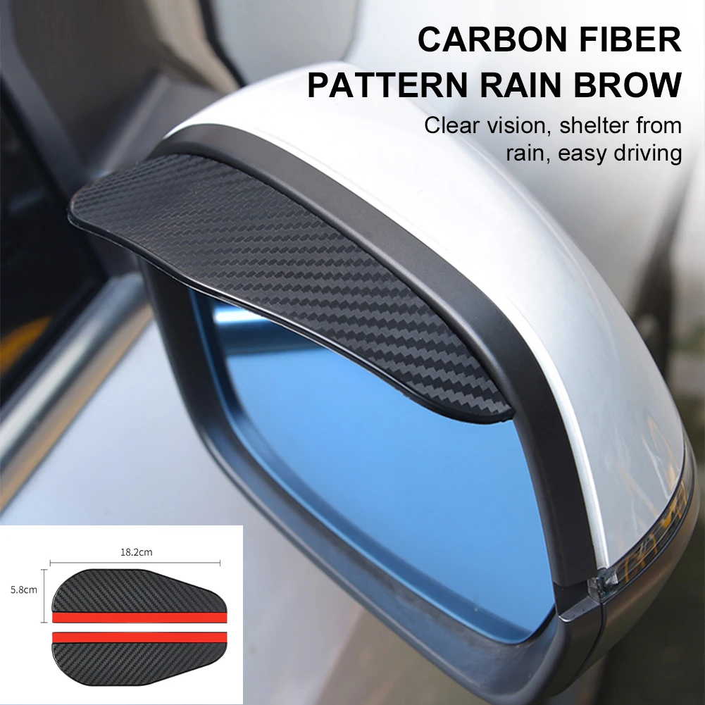

2pcs Car Rear View Mirror Rain Eyebrow Visor Carbon Fiber Sun Shade Guard Wide Adjustable Angle Rearview Mirror Auto Accessories