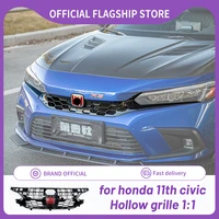 for honda 11th civic 2022 racing grills jdm modified intake grille red logo suitable for mugen grille front cover trim hollow ou