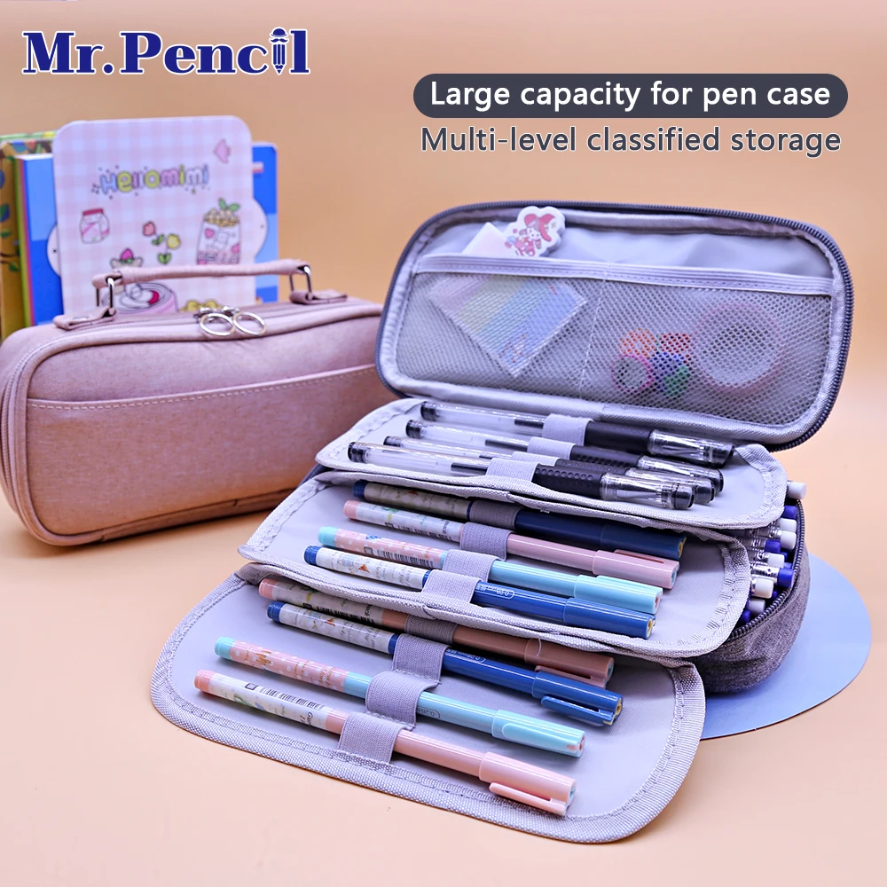 

Hand-Held Back To School Pencil Case Pen Box Boys And Girls Canvas Desk Storage Bag Stationery Offices Supplies Student Children