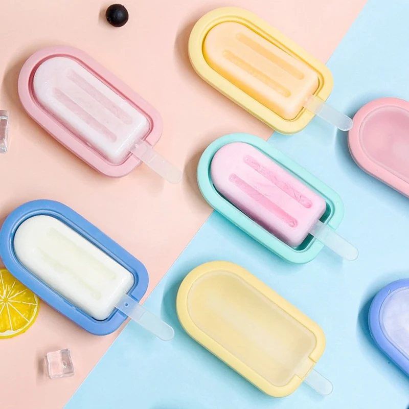 

DIY Silicone Ice Cream Makers Mold With PP Cover And Stickers Kitchen Accessories Lovely Heart Ice Cream Mould