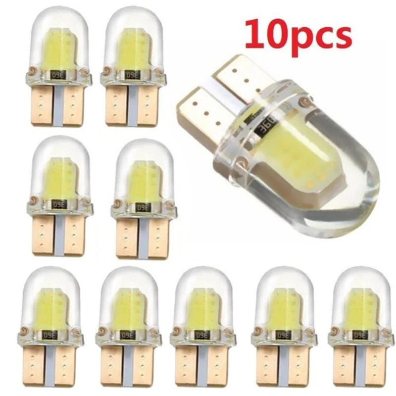 

5/10 шт. W5W LED T10 Автомобильный свет COB стекло 6000K белый автомобильный номерной знак лампа купол чтения DRL лампа Стиль 12 В Универсальный