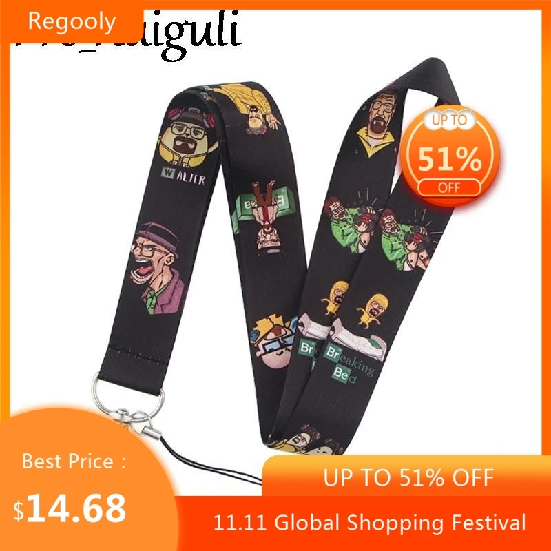 

30pcs BreakingBad Neck Strap Lanyards ID badge card holder keychain Mobile Phone Strap Gift Ribbon webbing necklace