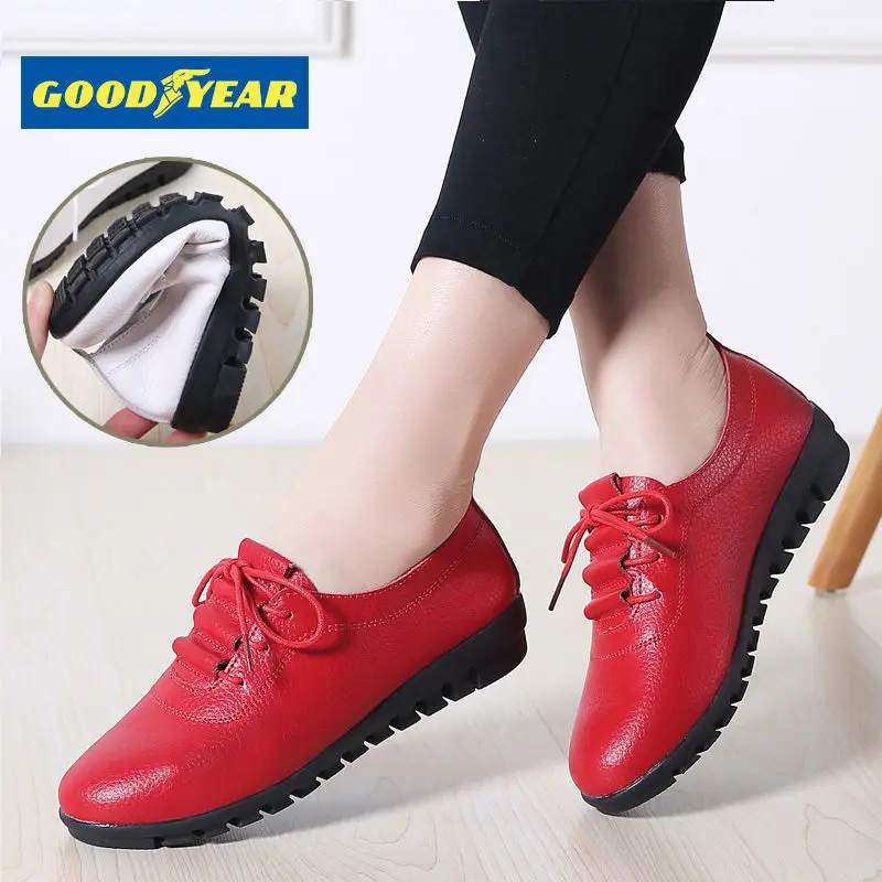 

Goodyear Leather Green Beanie Shoes Women's Flat Non-slip Soft-soled Shoes Women's Autumn and Winter Fleece Casual Shoes