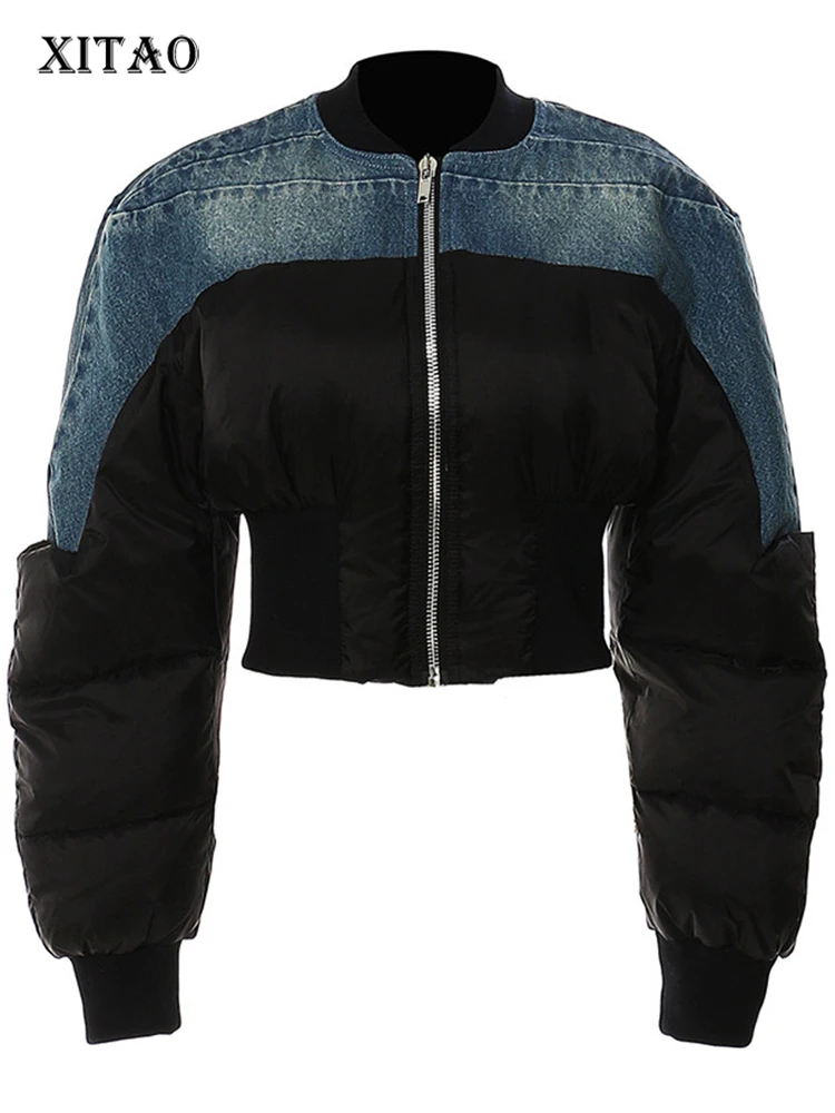 

XITAO Patchwork Jacket Fashion Full Sleeve Goddess Fan Casual Style Loose Small Fresh Elegant 2022 Autumn Jacket Coat FBB1247