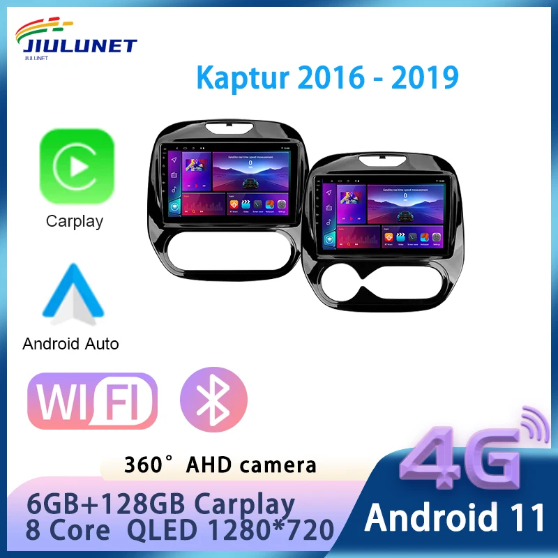 

JIULUNET 8-ядерный Android 11 2 din радио Wifi для Renault Kaptur Captur 2016 - 2019 Автомобильный мультимедийный видеоплеер Carplay 4G gps dvd