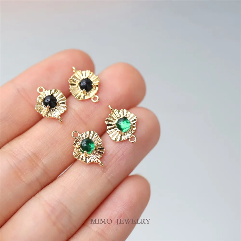 

Color copper plated gold irregular ruffled black zircon pendant DIY handmade accessories