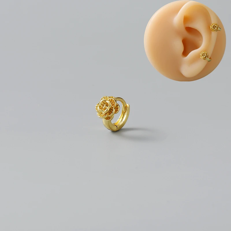  Изысканное маленькое кольцо для ушей с мини-розой простые и универсальные