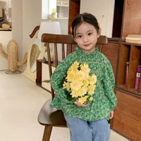 2022 autumn new baby girl long sleeve blouse cotton girls floral bottoming shirts fashion princess tops children clothes