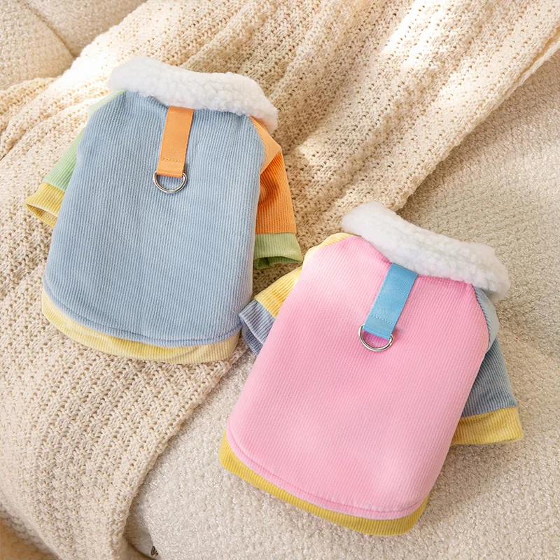 

Dog Pet Clothing Colorful Patchwork Jackets for Dogs Clothes Cat Small Cute Winter Velvet Warm Fashion Boy Yorkshire Accessories