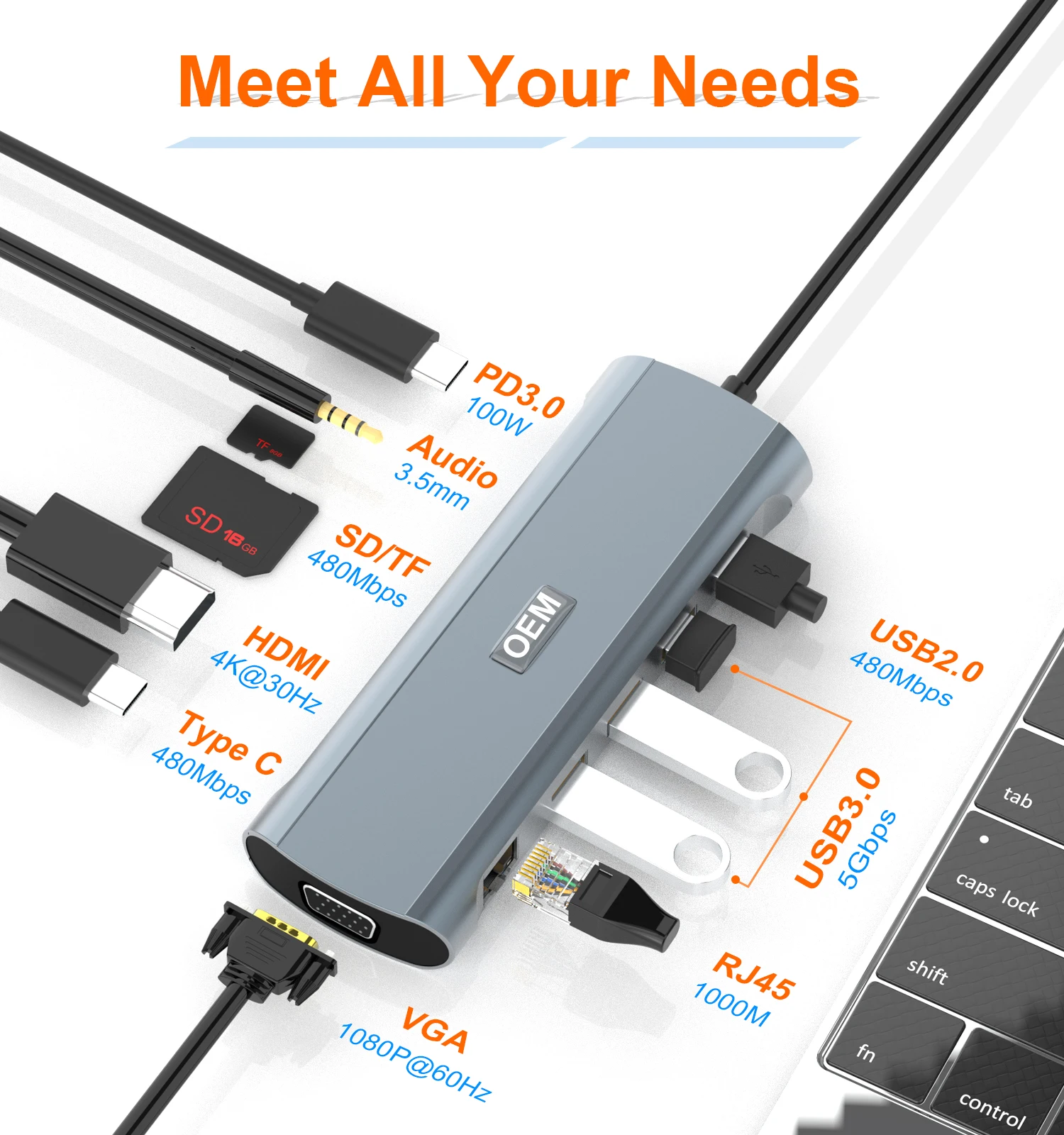 

Док-станция для ноутбука, док-станция с USB C на два HDMI, совместимая с VGA, USB C, для HP, Dell, XPS, Lenovo, Asus, Macbook