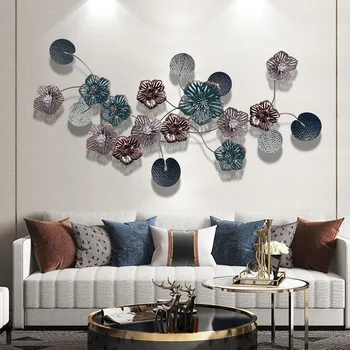 Nordic Luxury Lotus Iron Wall Decoration Living Room Background Fashion Hanging Decor Restaurant Personality Geometric Decor