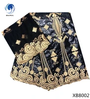 beautifical bazin fabric nigerian wedding lace blouses bazin fabric african head wrap 7yards xb80