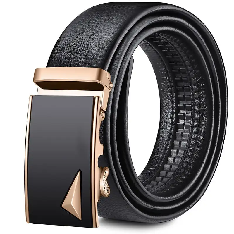 Soft Leather Ratchet Dress Belt with Automatic Buckle,Elegant Gift Box (47inch=120cm)Gold