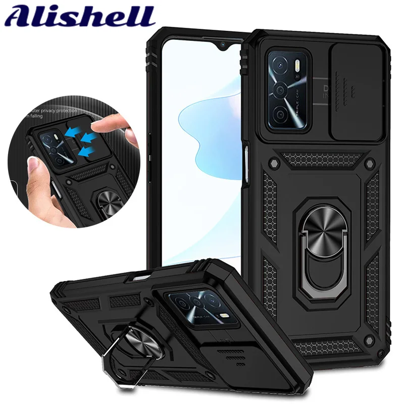 

Slide Camera Lens Case for OPPO A16 A16S A54S A55 A74 A94 Military Grade Bumpers Armor Shockproof Phone Cover for Reno 5F F19Pro