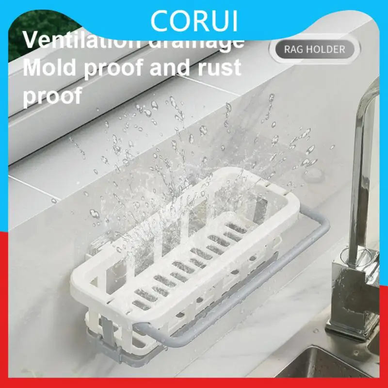 

Kitchen Gadgets Accessories Tool Extensible Design Dishcloth Towel Rack Wall Mounted Sink Tray Telescopic Storage Basket Shelf