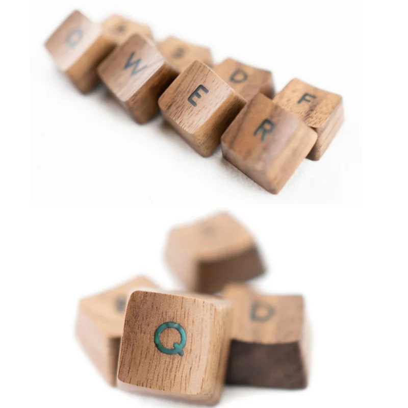 Колпачки для клавиш с подсветкой из массива черного ореха для клавиатуры Cherry Mx Switch, механическая клавиатура OEM QWER WASD ASDF, колпачки для клавиш из дерева и смолы