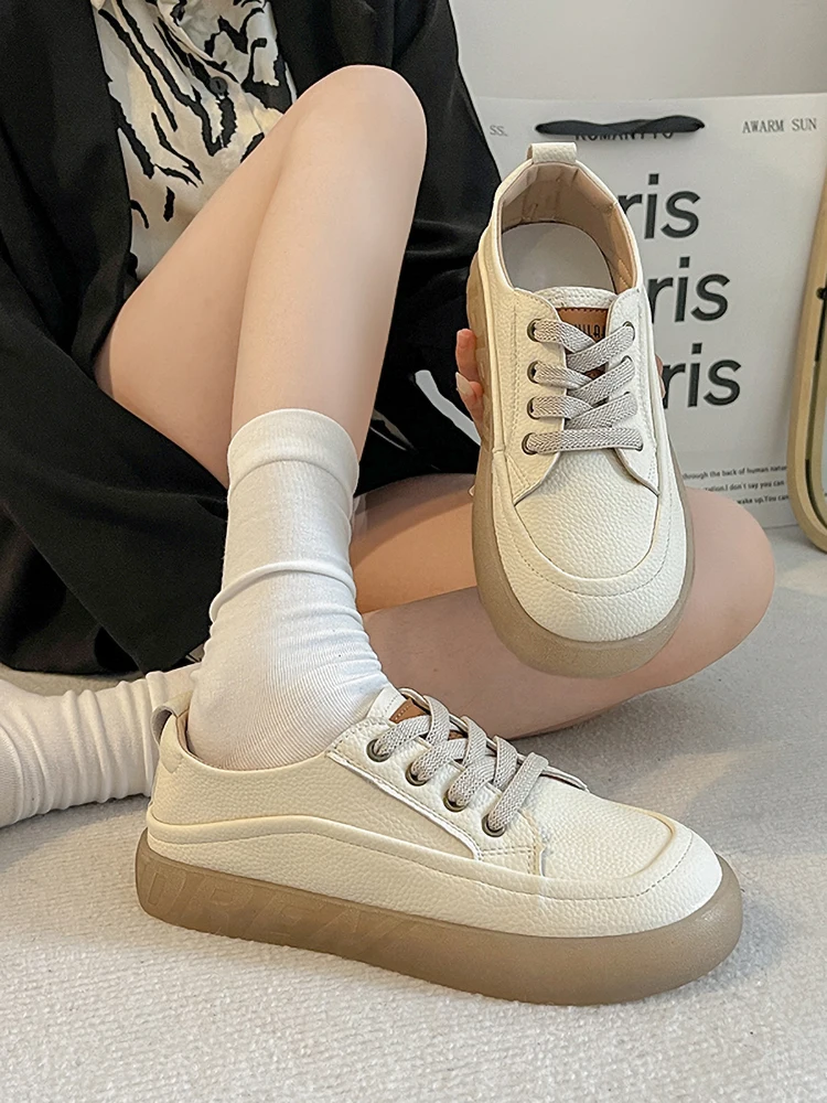 

All-Match Casual Woman Shoe Autumn Soft Clogs Platform Round Toe Modis Female Footwear Fall Cross New Small Creepers Comfortable