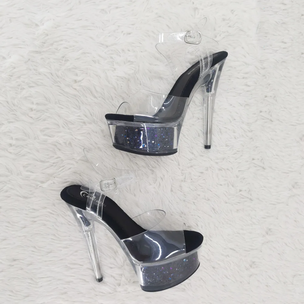 Leecabe 15CM/6Inch PVC uppre Platform Sandals  party High Heels Shoes Pole Dancing Shoes