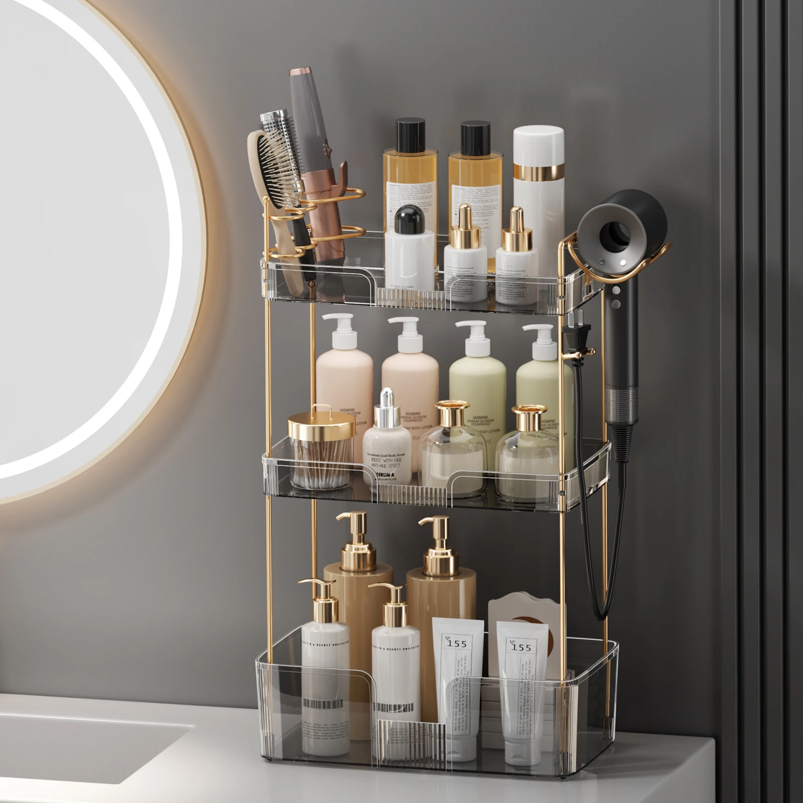 Многофункциональный фен для хранения в ванной комнате органайзер макияжа