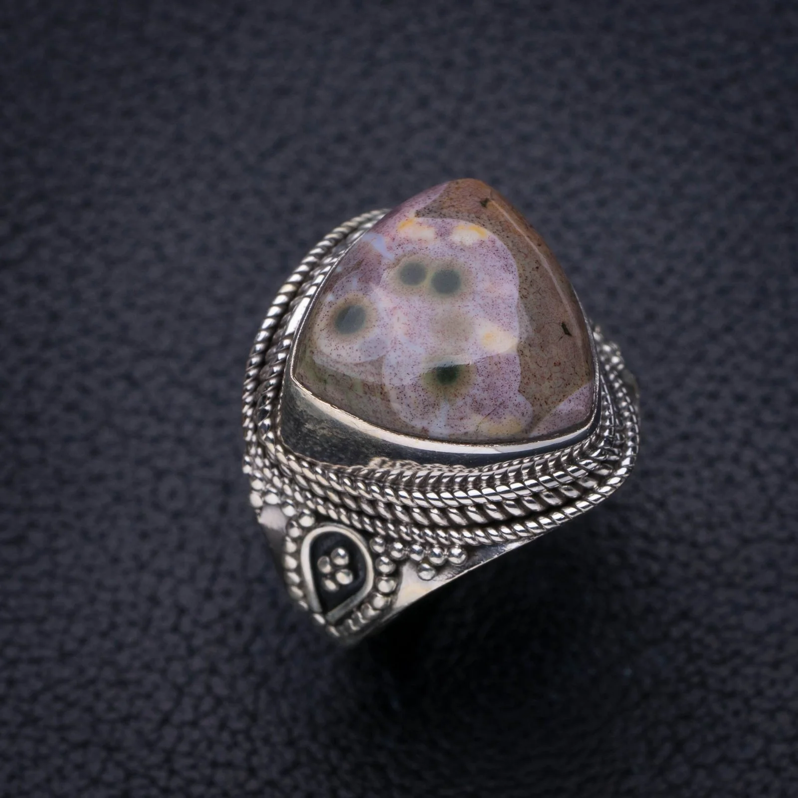 

StarGems Natural Ocean Jasper Handmade 925 Sterling Silver Ring 8.25 E8332