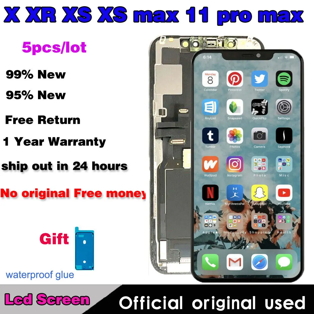 

5pcs/lot Original True Tone LCD For iPhone XR screen 11 pro max XS max X Display LCD Touch Digitizer Assembly Replacement Part