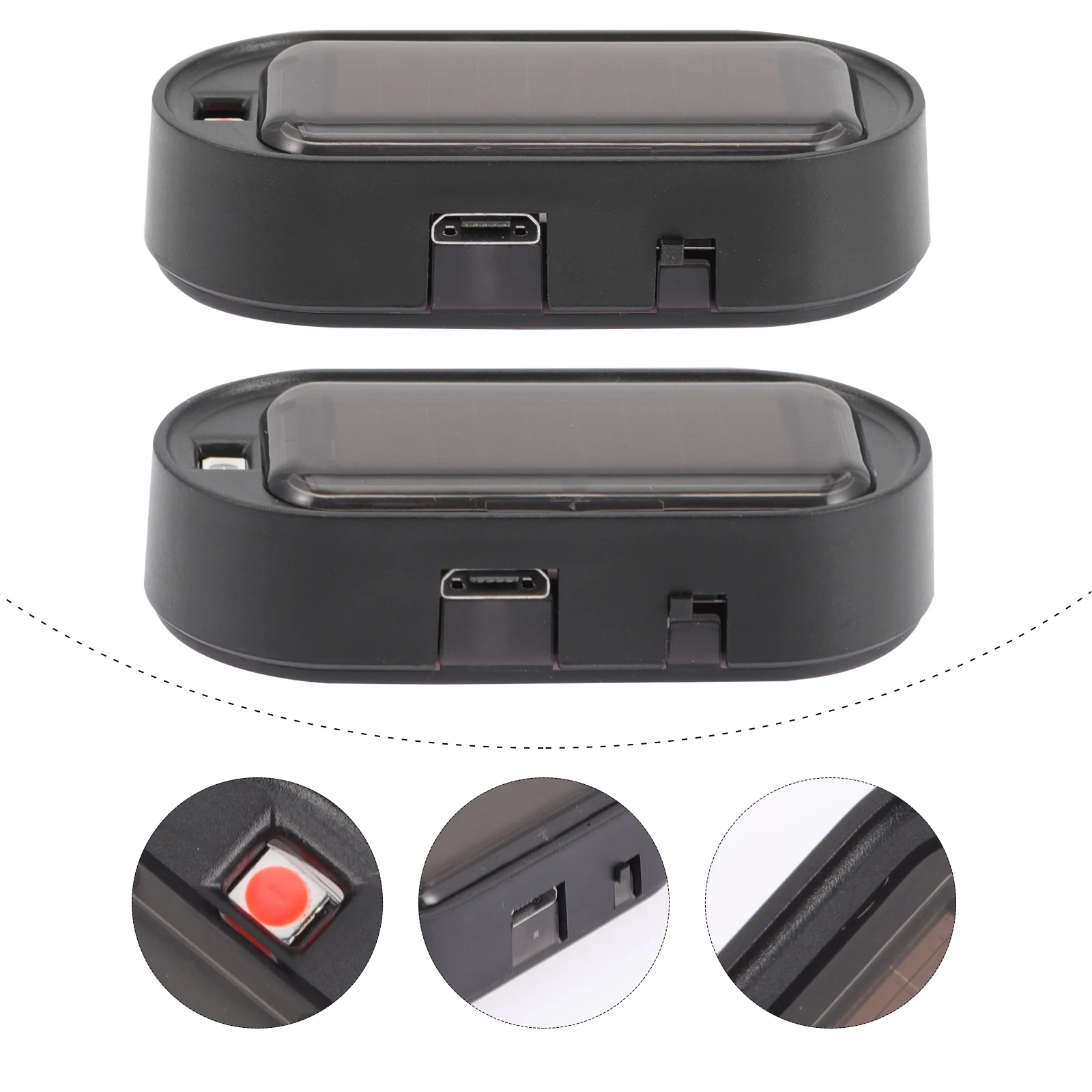 

2 Pcs Car Solar Power Alarm LED Anti- Warning Light Car Alarm Light Flashing Tool Solar Warning Light