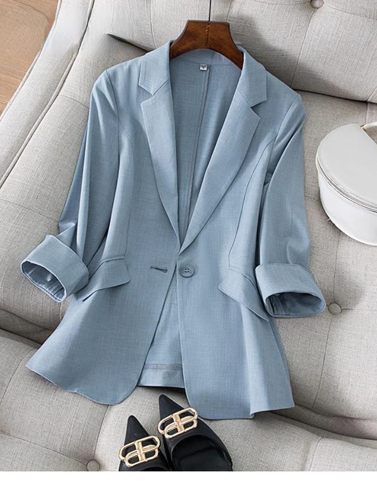 

2023 Spring Summer New Women Suit Jacket Seven-Minute Sleeve Blazer Female Blazers Woman Clothing