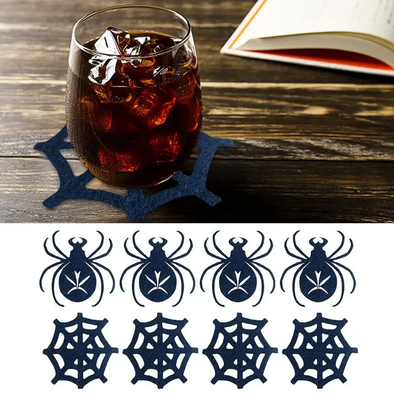 

4 шт. подставки в виде паука на Хэллоуин подставки в виде черного паука декоративные подставки под стол подставки в виде паука паутины товары для украшения на Хэллоуин