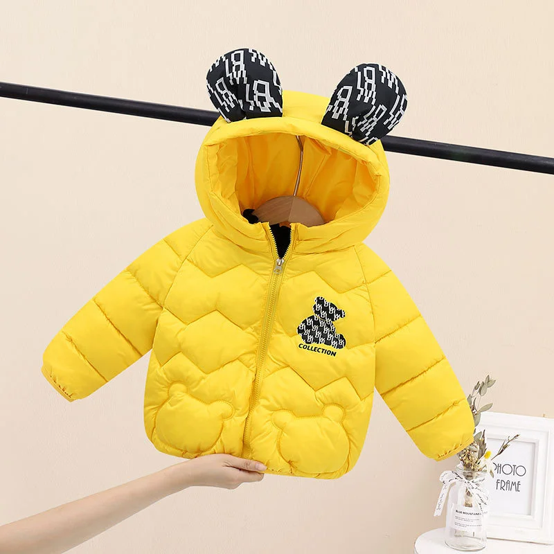 

Warm Thicken Down Jackets Children Cartoon Print Outerwear Girl Boy Autumn Cotton Clothing Baby Hooded Jackets Winter New Coats