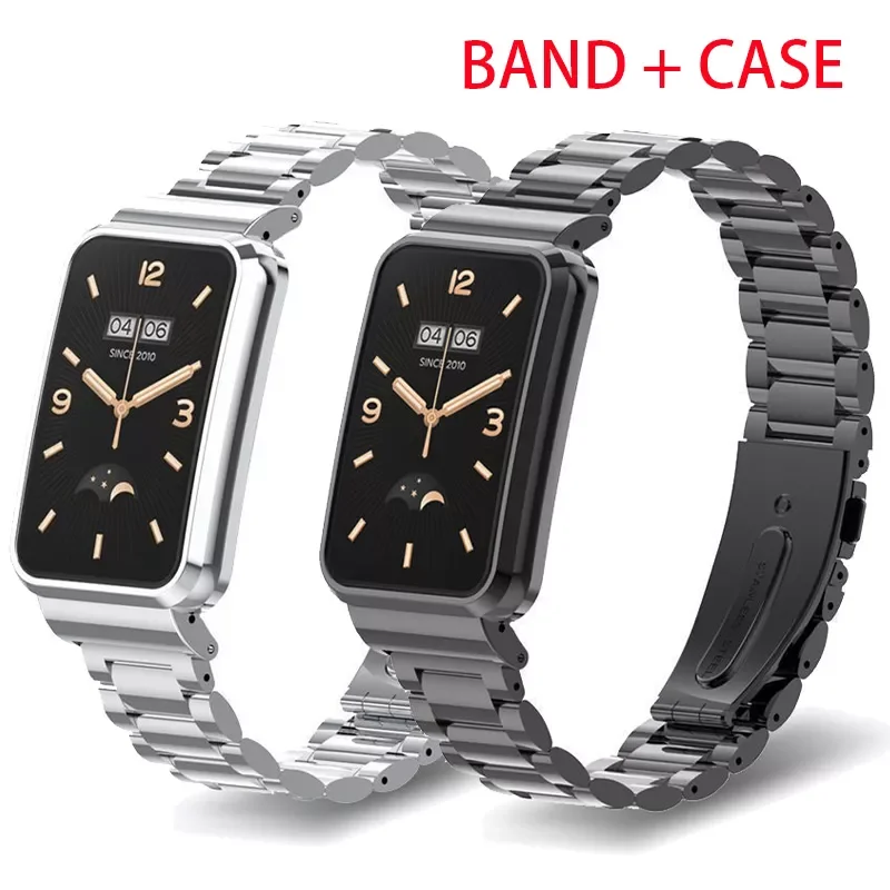 

NEW For Band 7 Pro Strap Case Protector Stainless Steel Metal Watchband Bracelets For Mi Band 7 Pro Protective Cover Bumper
