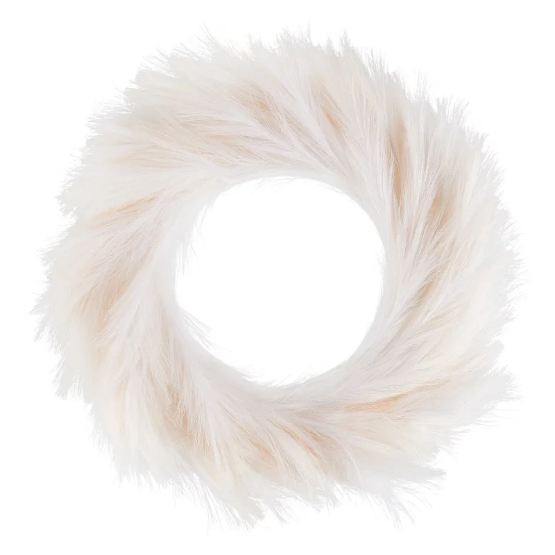 

24-Inch Artificial Pampas Grass Christmas Wreath Holiday Decoration Themes Door and Window Decor Polyester Fiber