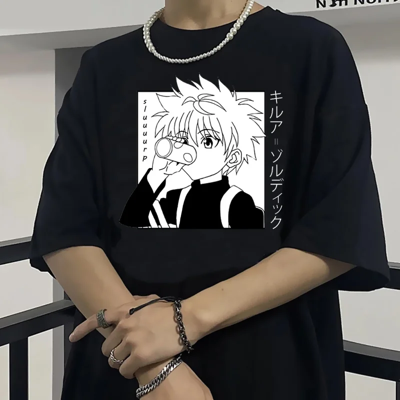Hunter x Killua одежда мужская белая футболка ulzzang в эстетике Повседневная 2021 летняя kawaii
