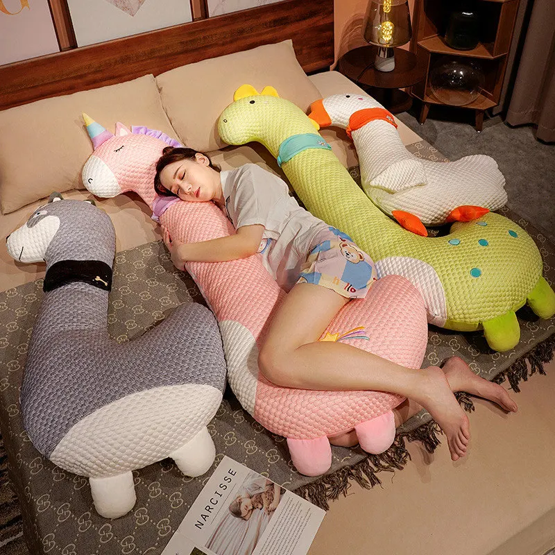 

90/115/150CM Kawaii Husky Unicorn Goose Dinosaur Deer Peluche Toys Pregnant Woman Sleeping Pillow Comforting Dolls for Girls