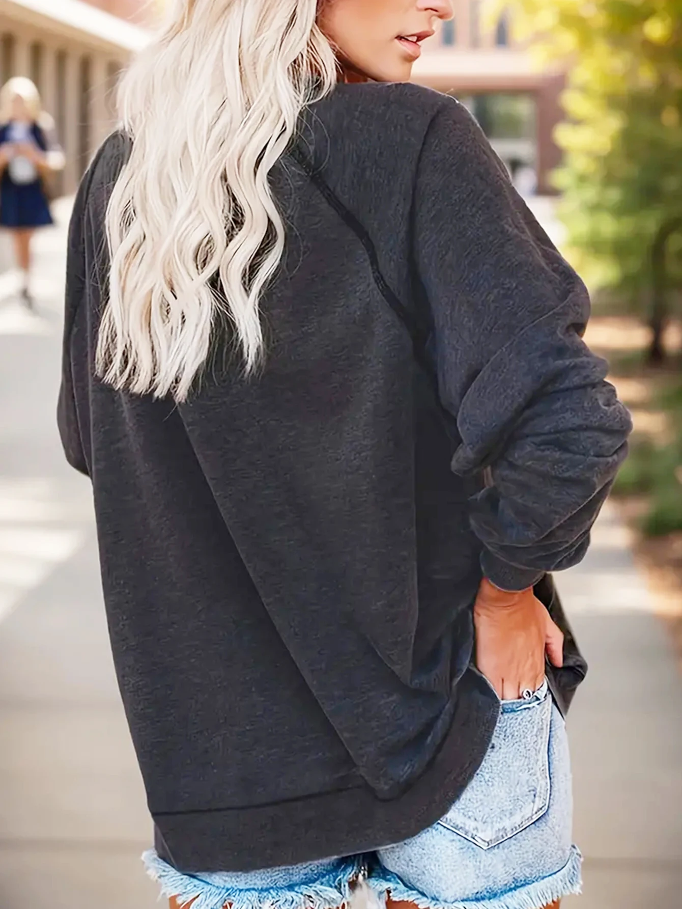 Женская Повседневная Толстовка Пуловер С Круглым Вырезом И Буквенным Принтом