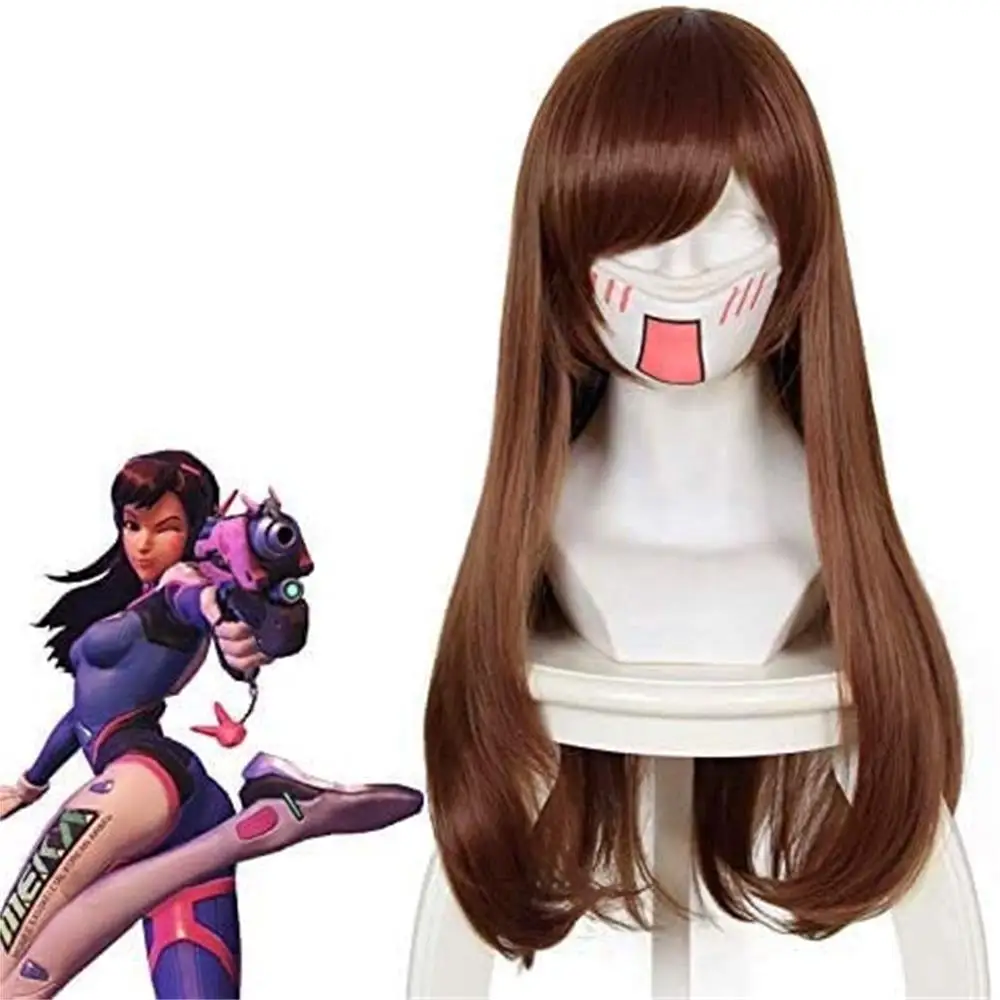 

D.VA Cosplay Wig, Women Fashion Long Straight Hair Costume Anime Cosplay Wig